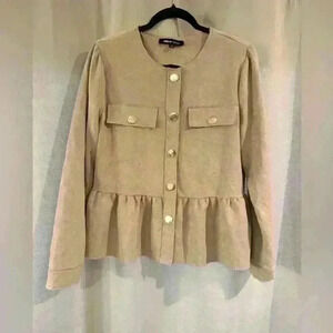 Women’s Brown Alice Blue Button Down Jacket